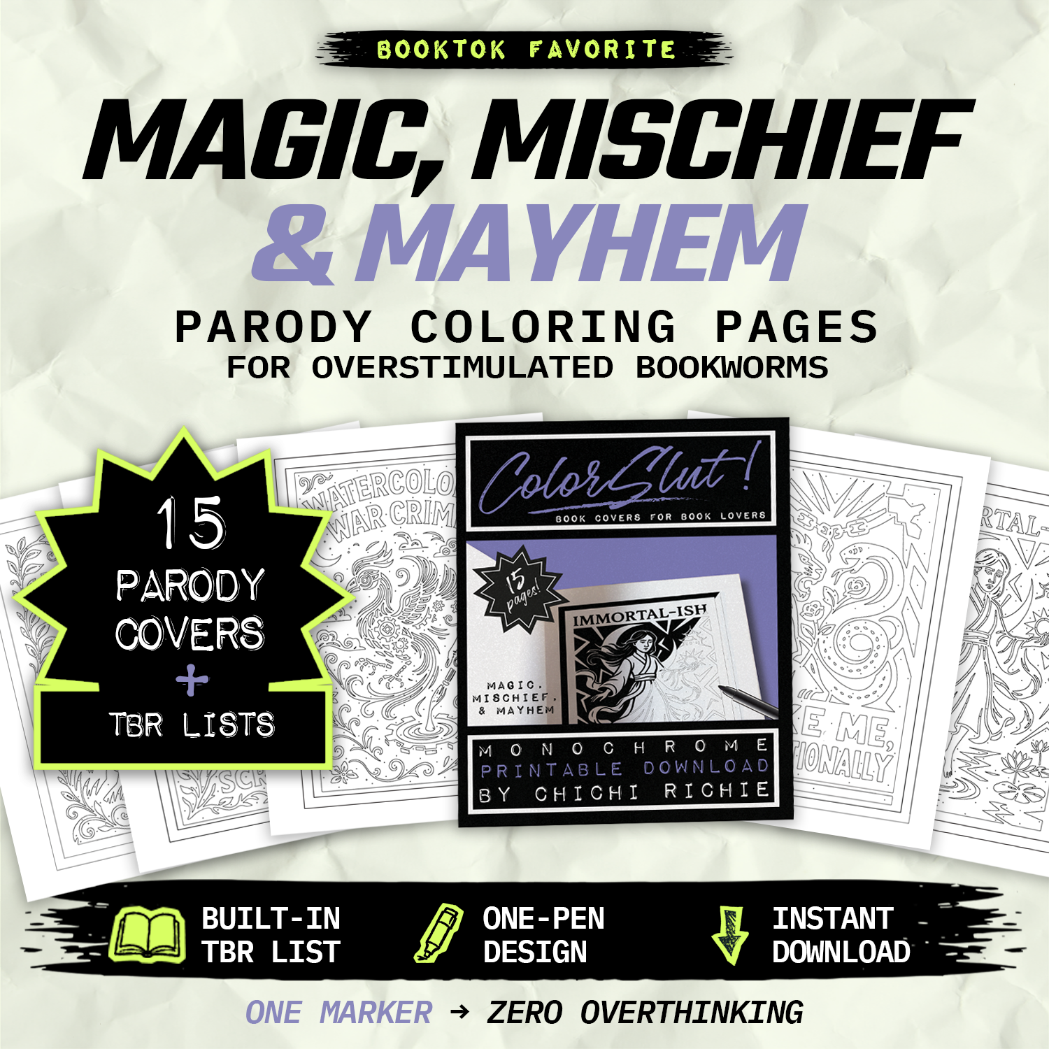 Magic, Mischief & Mayhem — printable coloring book PDF