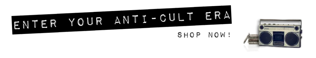 Anti-Cult Publishing shop page header featuring independent nonfiction books on culture, media, and ideology